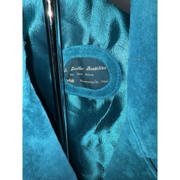 VINTAGE Suede Renditions by Sandi Blue Leather Jacket Fits Like Women's L 80's - Picture 4 of 8